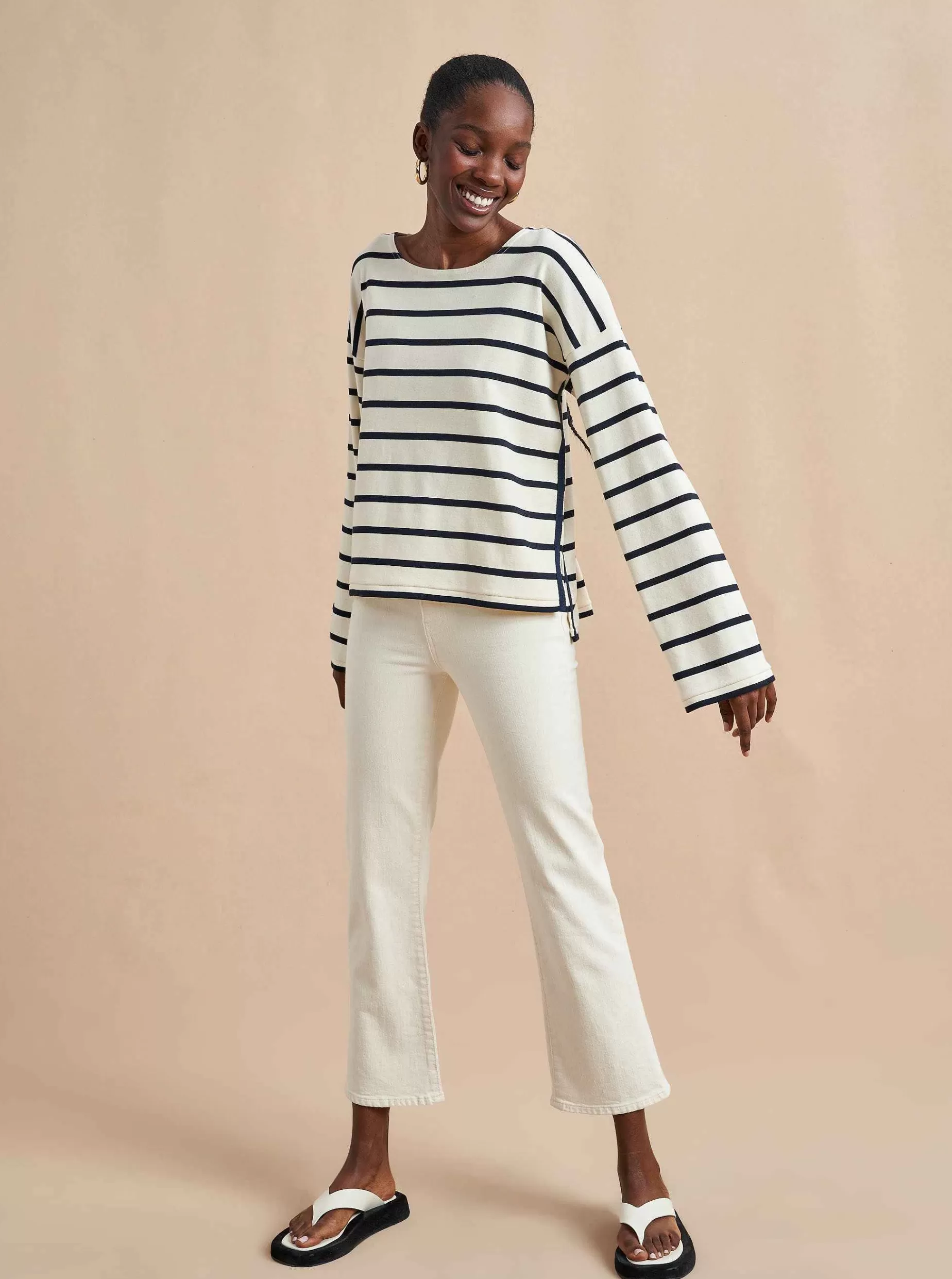 La Ligne Breton Long Sleeve Tee Cream/Navy Store