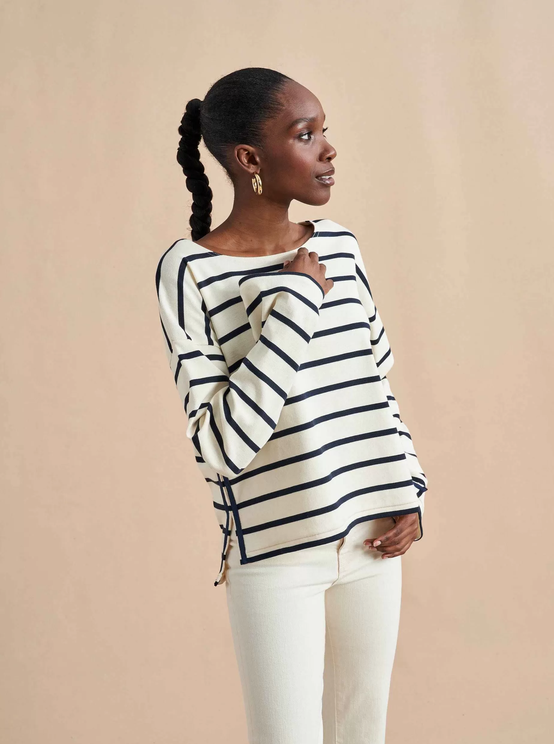 La Ligne Breton Long Sleeve Tee Cream/Navy Store