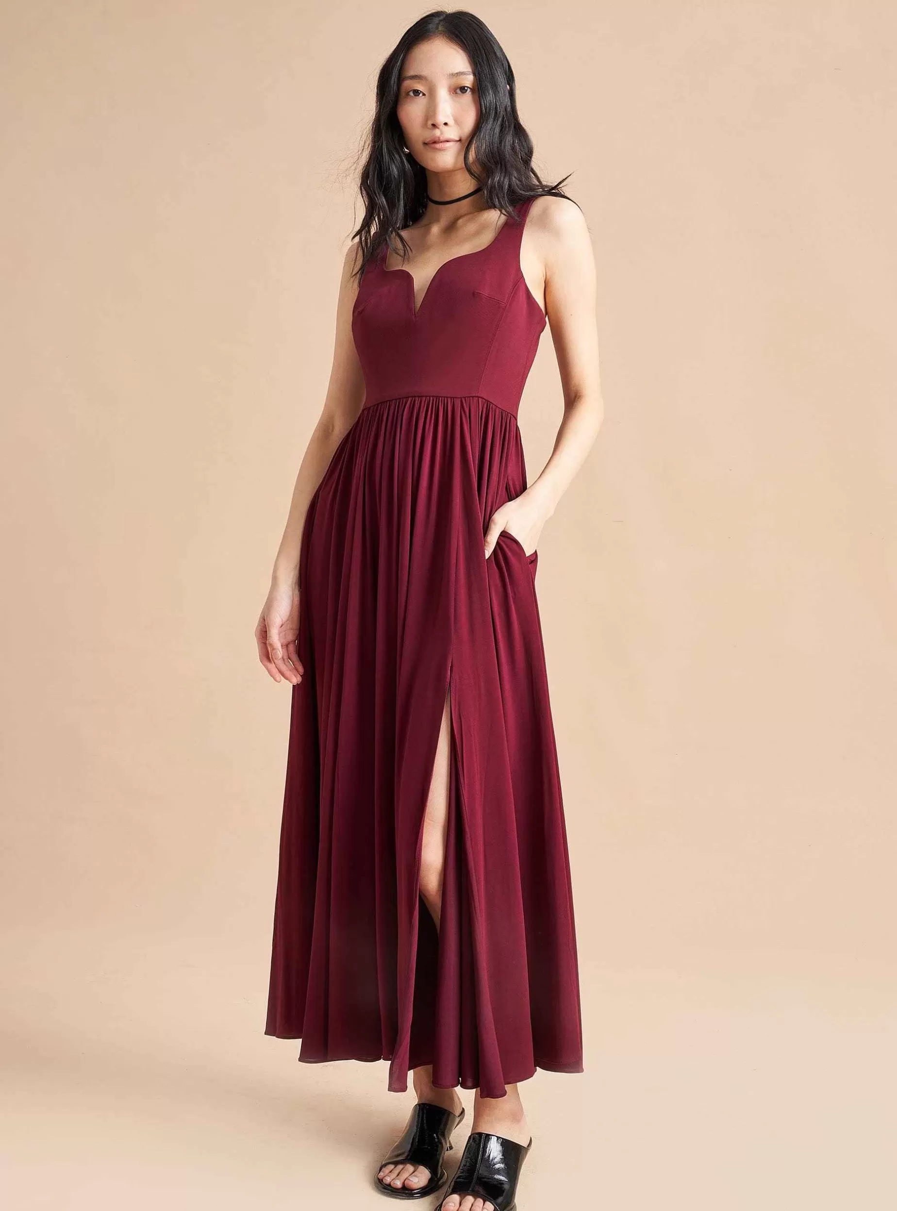 La Ligne Carey Dress Burgundy Best Sale