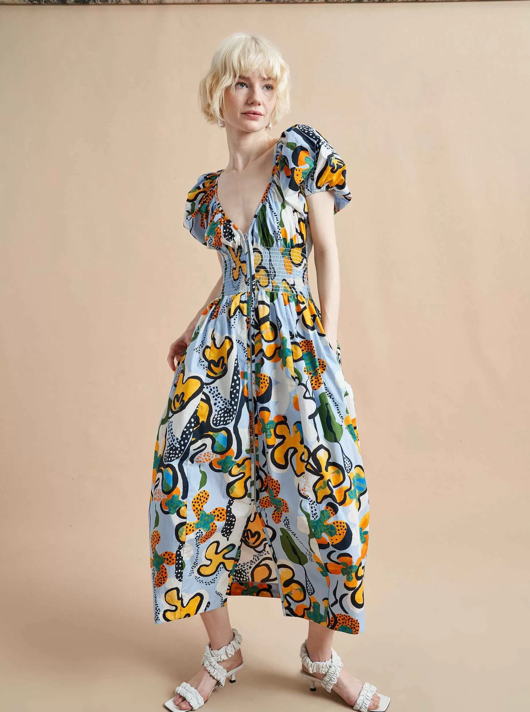 La Ligne Celina Dress Cornflower/Floral Hot