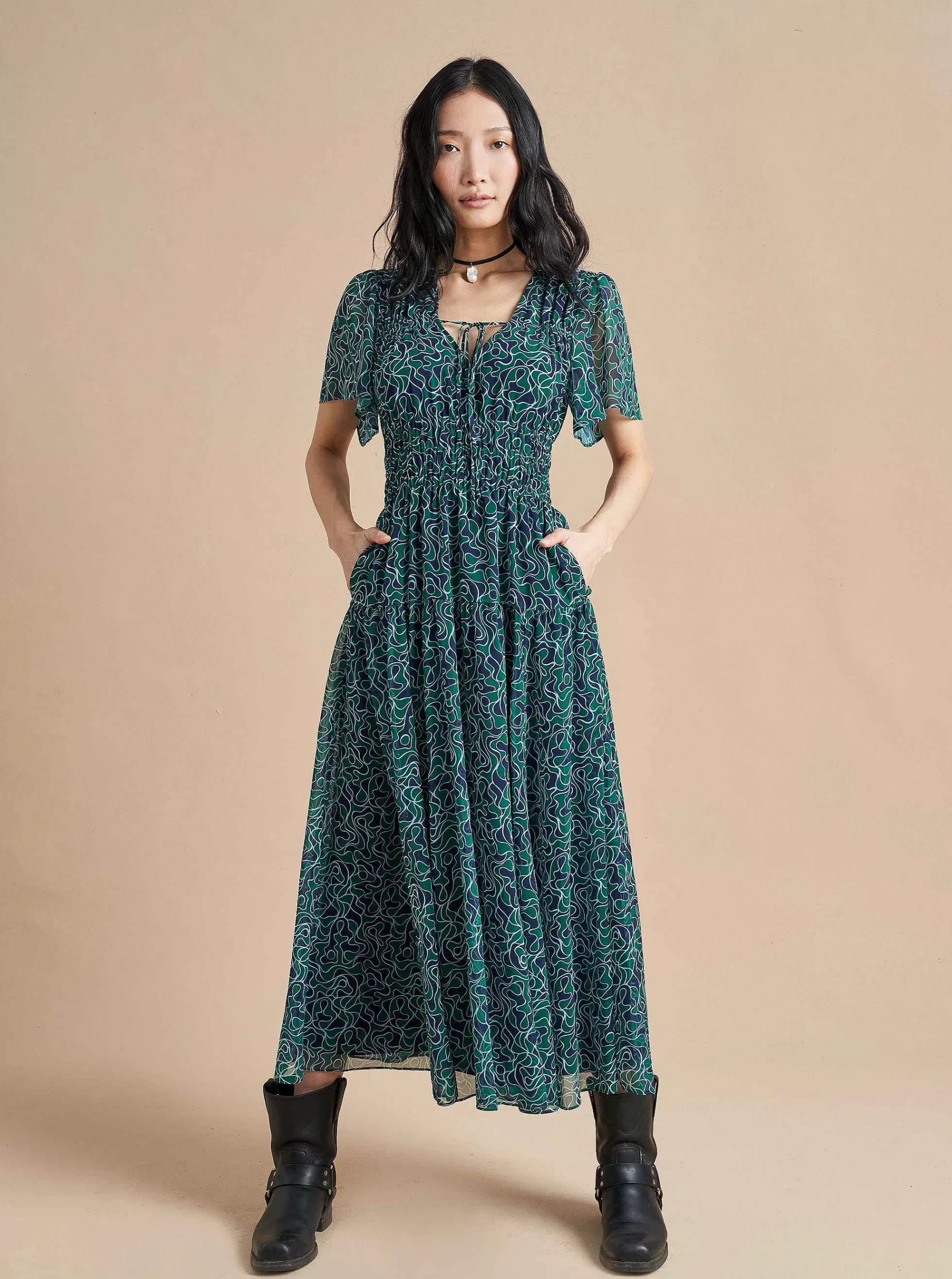 La Ligne Eleonore Dress Navy/Green Best Sale