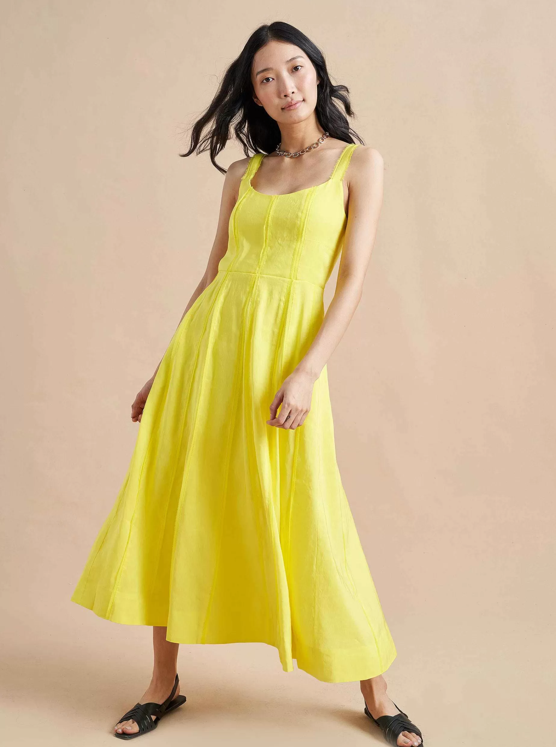 La Ligne Georgia Dress Lemon Flash Sale