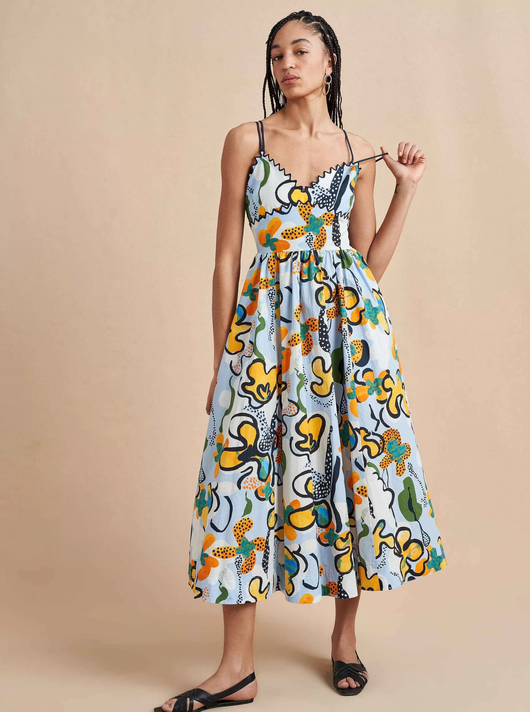 La Ligne Jamie Dress Cornflower/Floral Hot