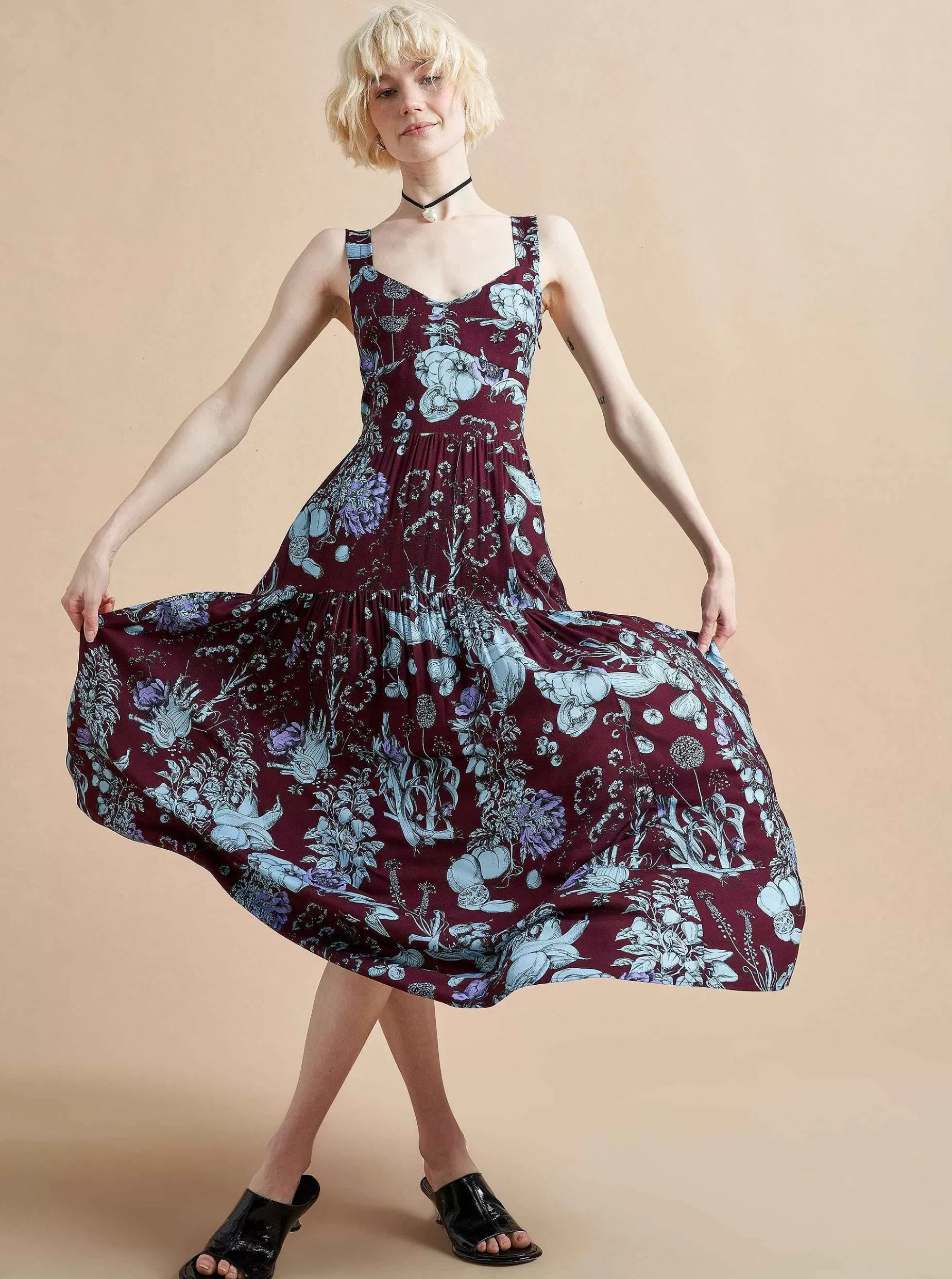 La Ligne Laura Lee Dress Burgundy Toile Shop