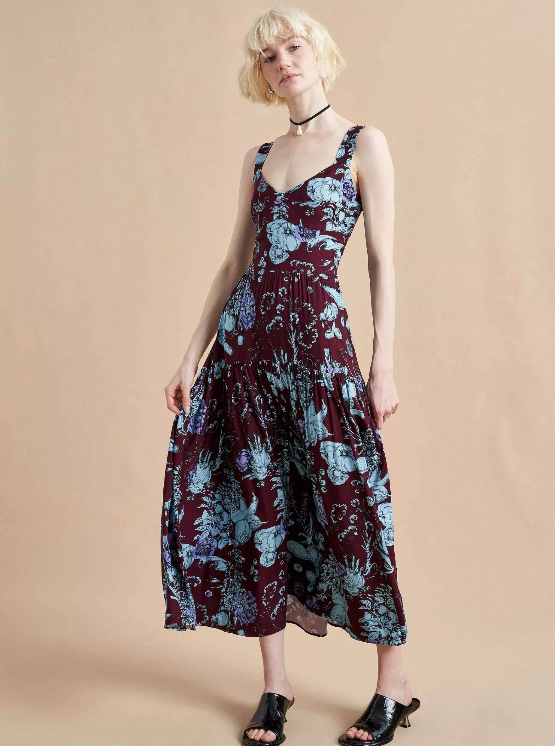 La Ligne Laura Lee Dress Burgundy Toile Shop