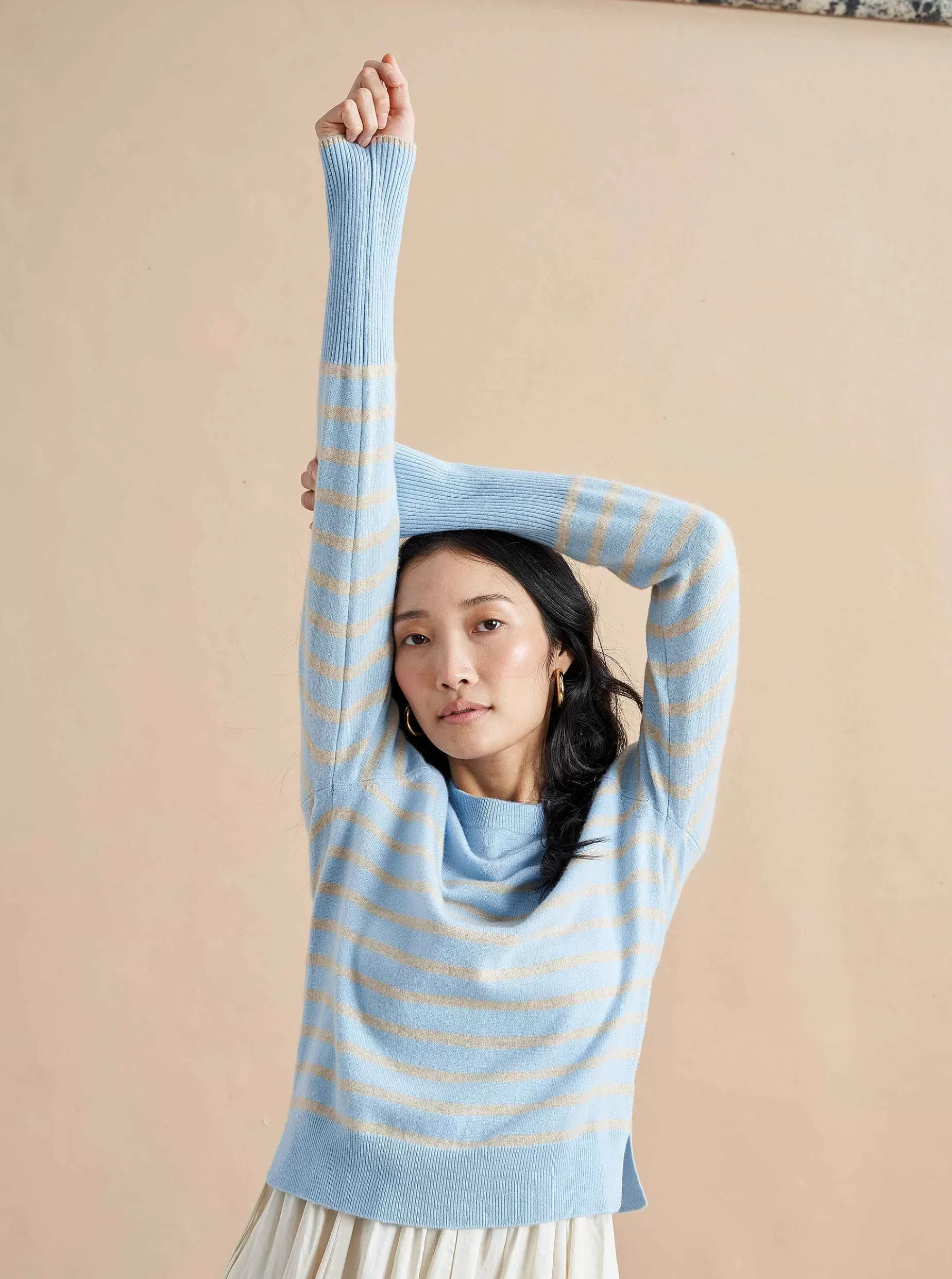 La Ligne Lean Lines Sweater Periwinkle/Beige Flash Sale