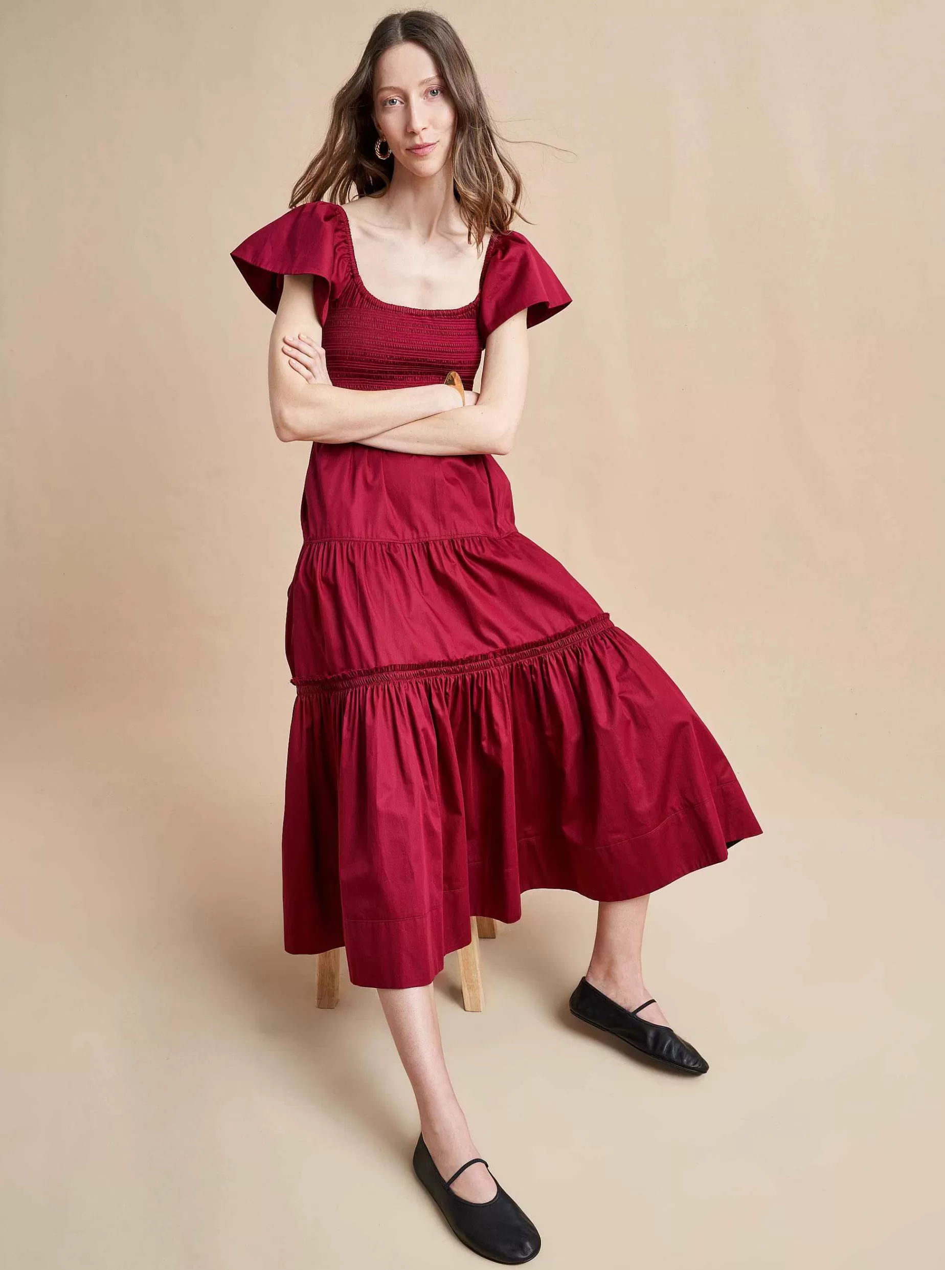 La Ligne Lottie Dress Burgundy Sale