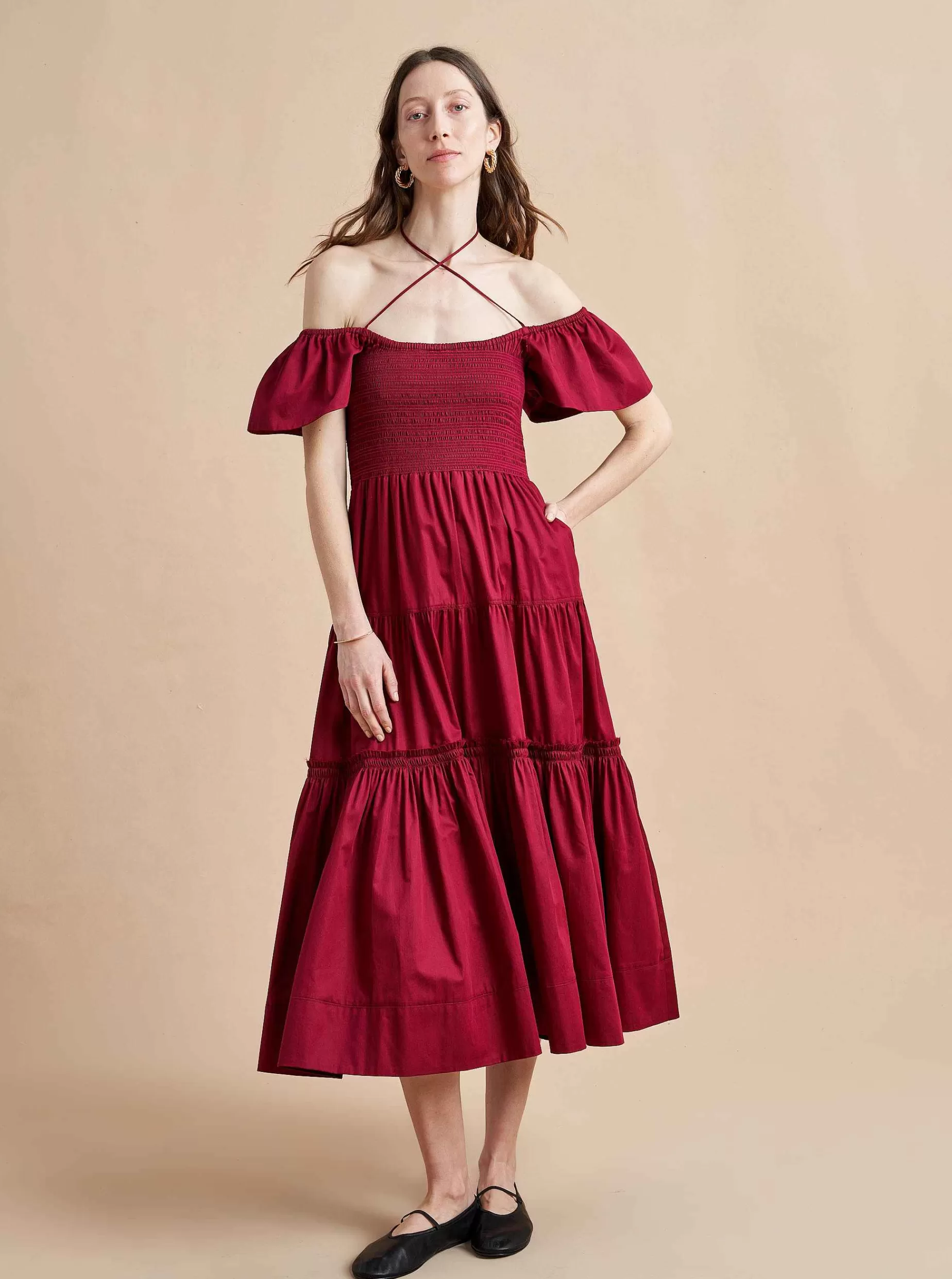 La Ligne Lottie Dress Burgundy Sale