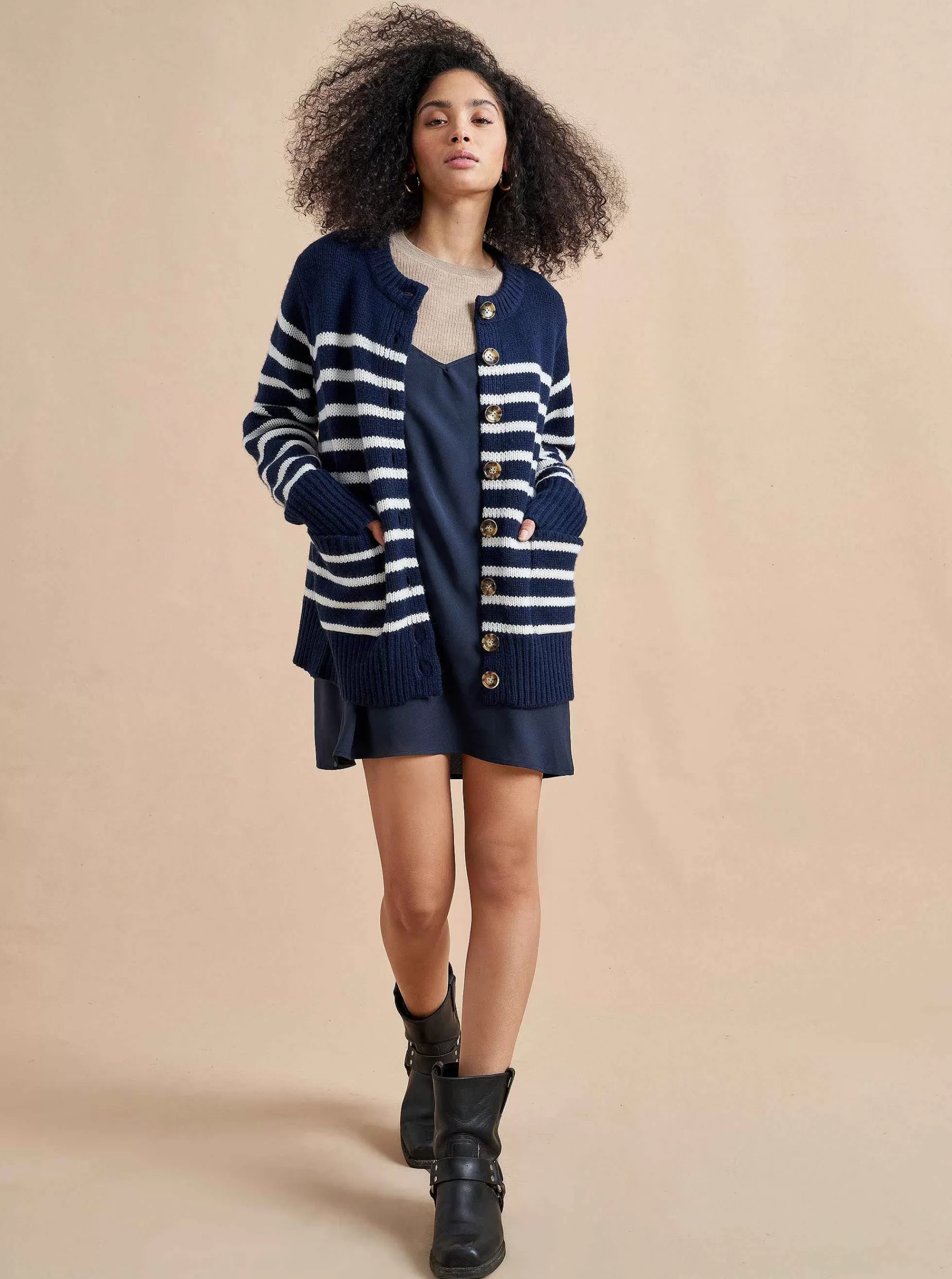 La Ligne Marin Cardigan Navy/Cream Shop