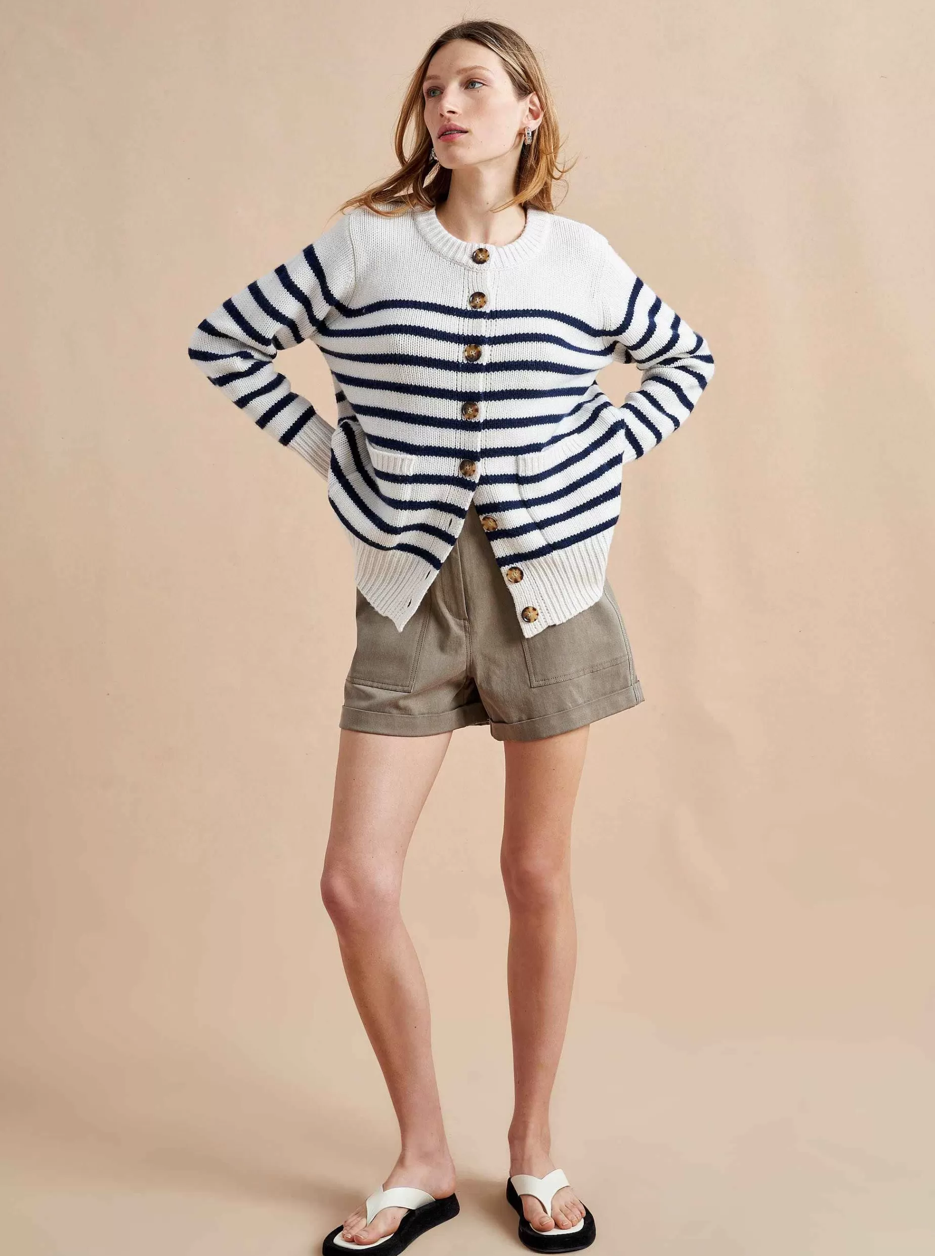 La Ligne Marin Cardigan Cream/Navy Best