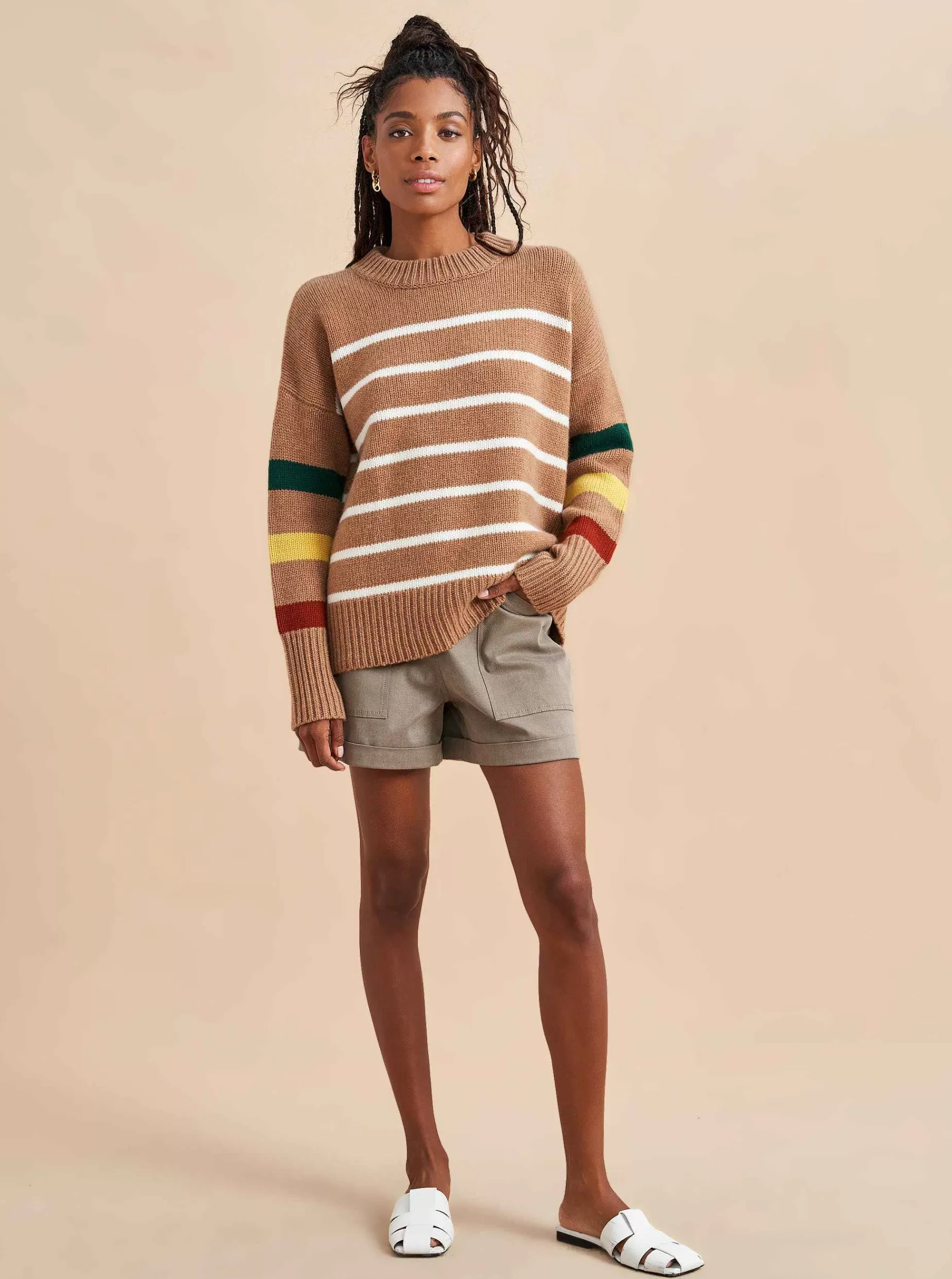 La Ligne Marin Sweater Tan/Multi New