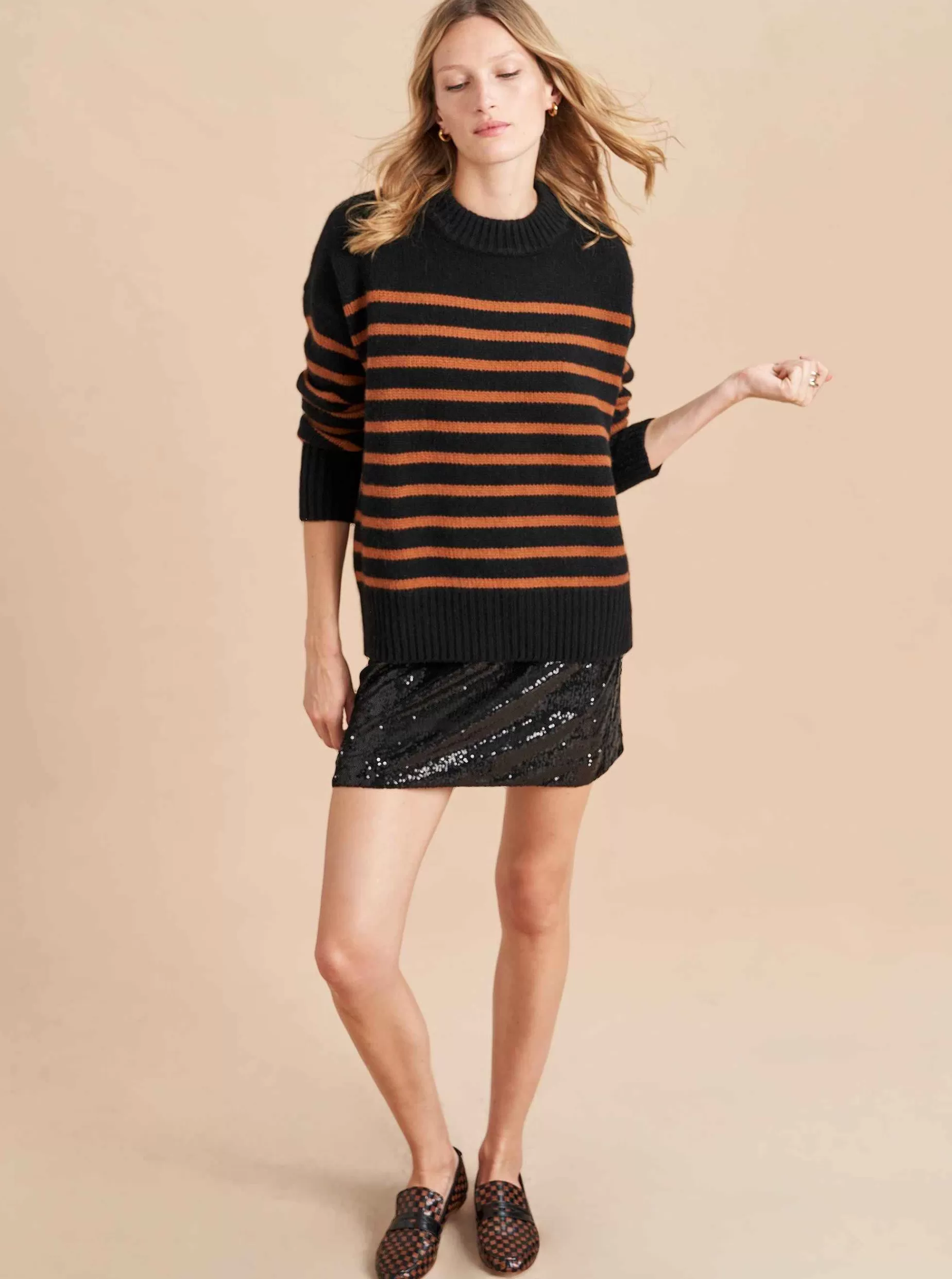 La Ligne Marin Sweater Black/Cognac Hot