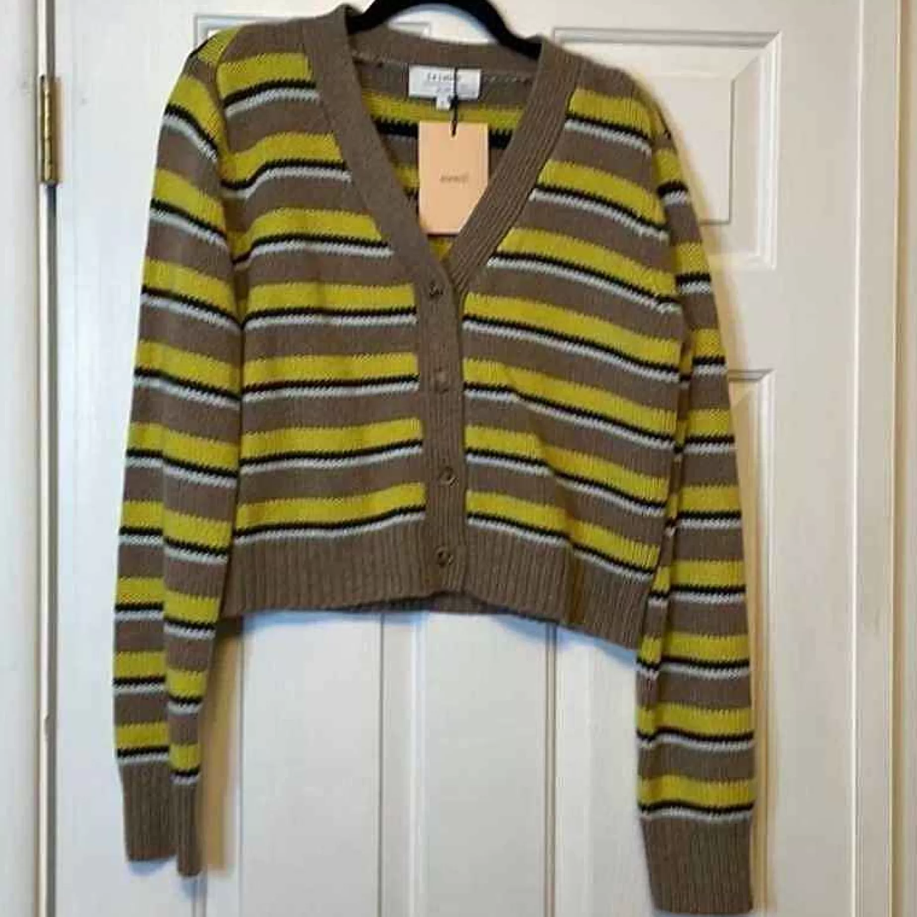 La Ligne Mini Marin Cardigan Lime/Brown Outlet