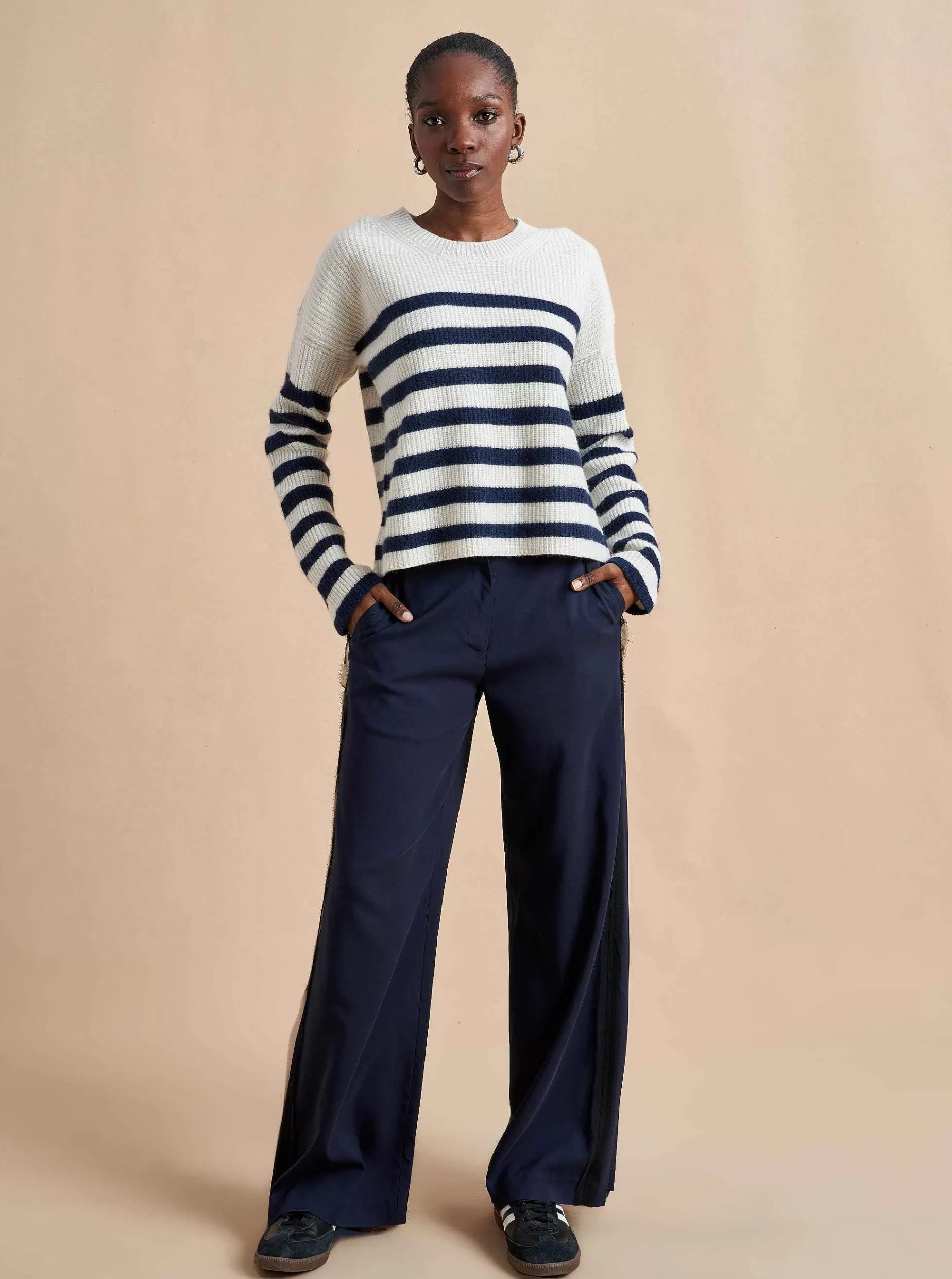 La Ligne Mini Striped Toujours Sweater Cream/Navy Cheap