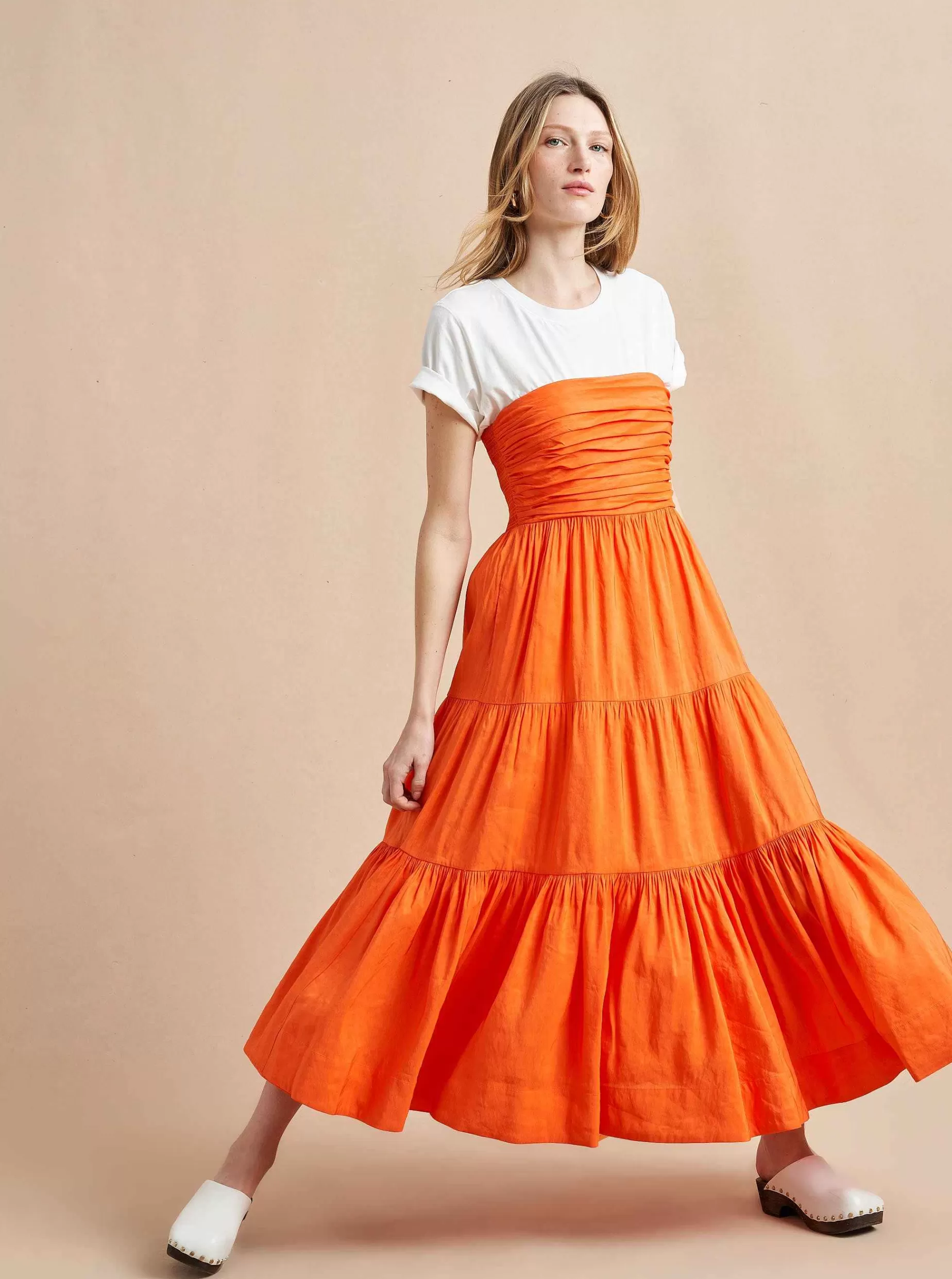 La Ligne Sleeveless Sofia Dress Tangerine Fashion