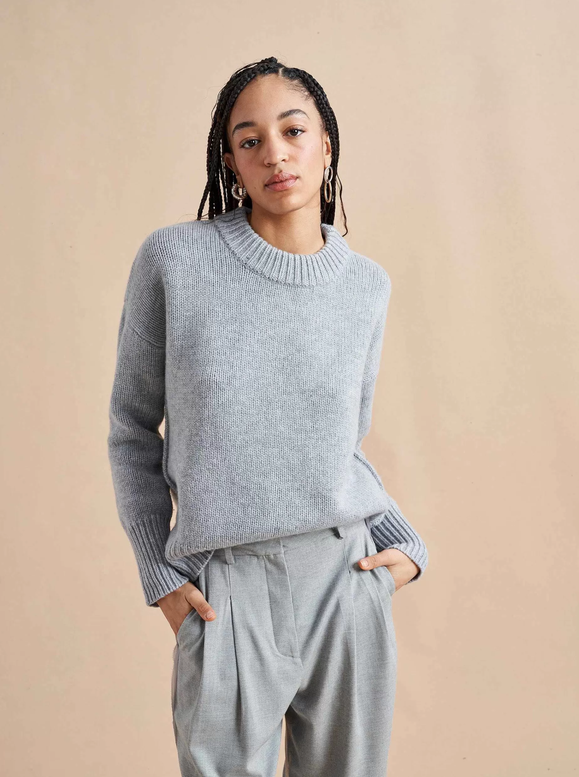 La Ligne Solid Marin Sweater Grey Fashion