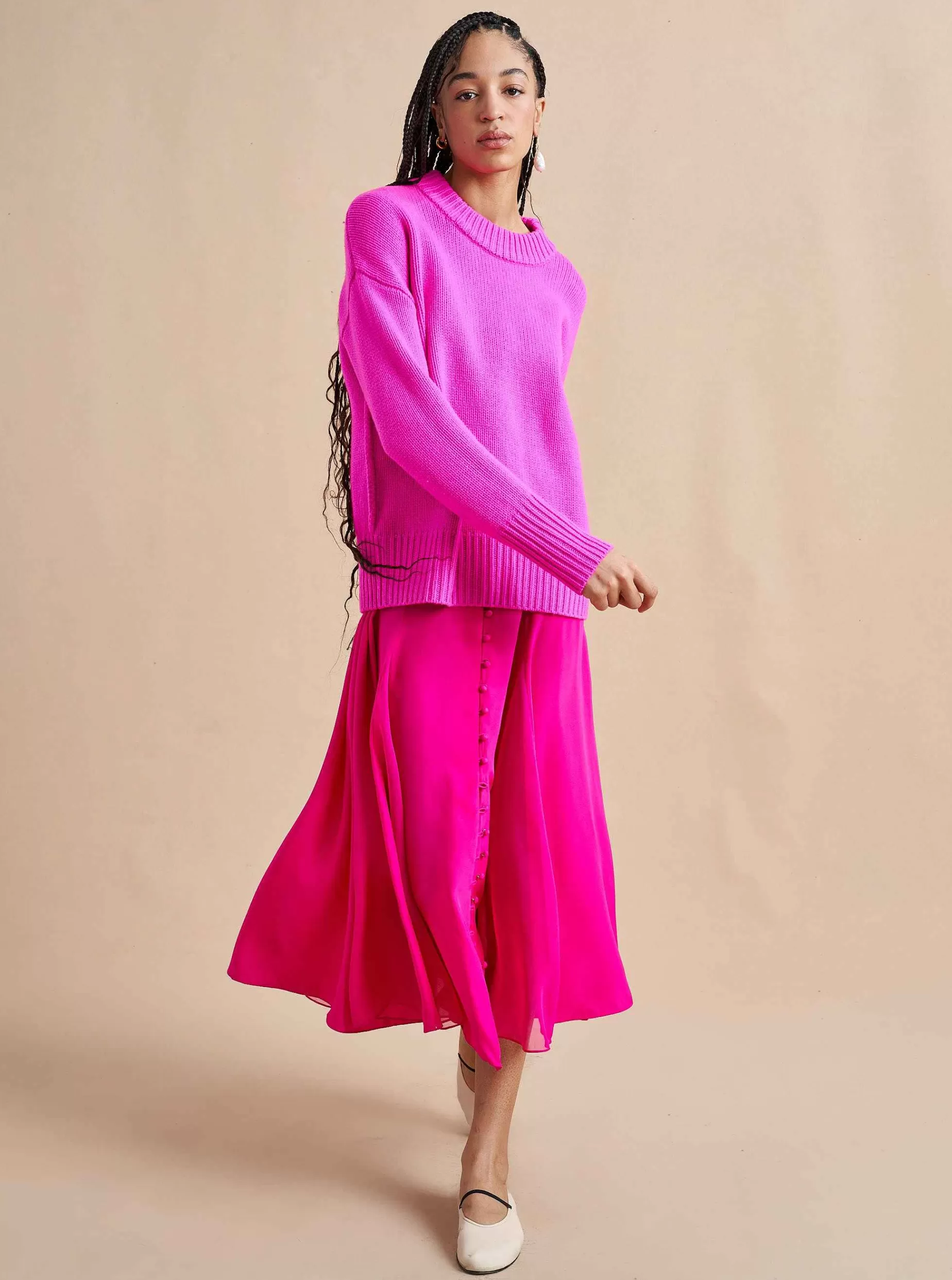 La Ligne Solid Marin Sweater Fuchsia Fashion