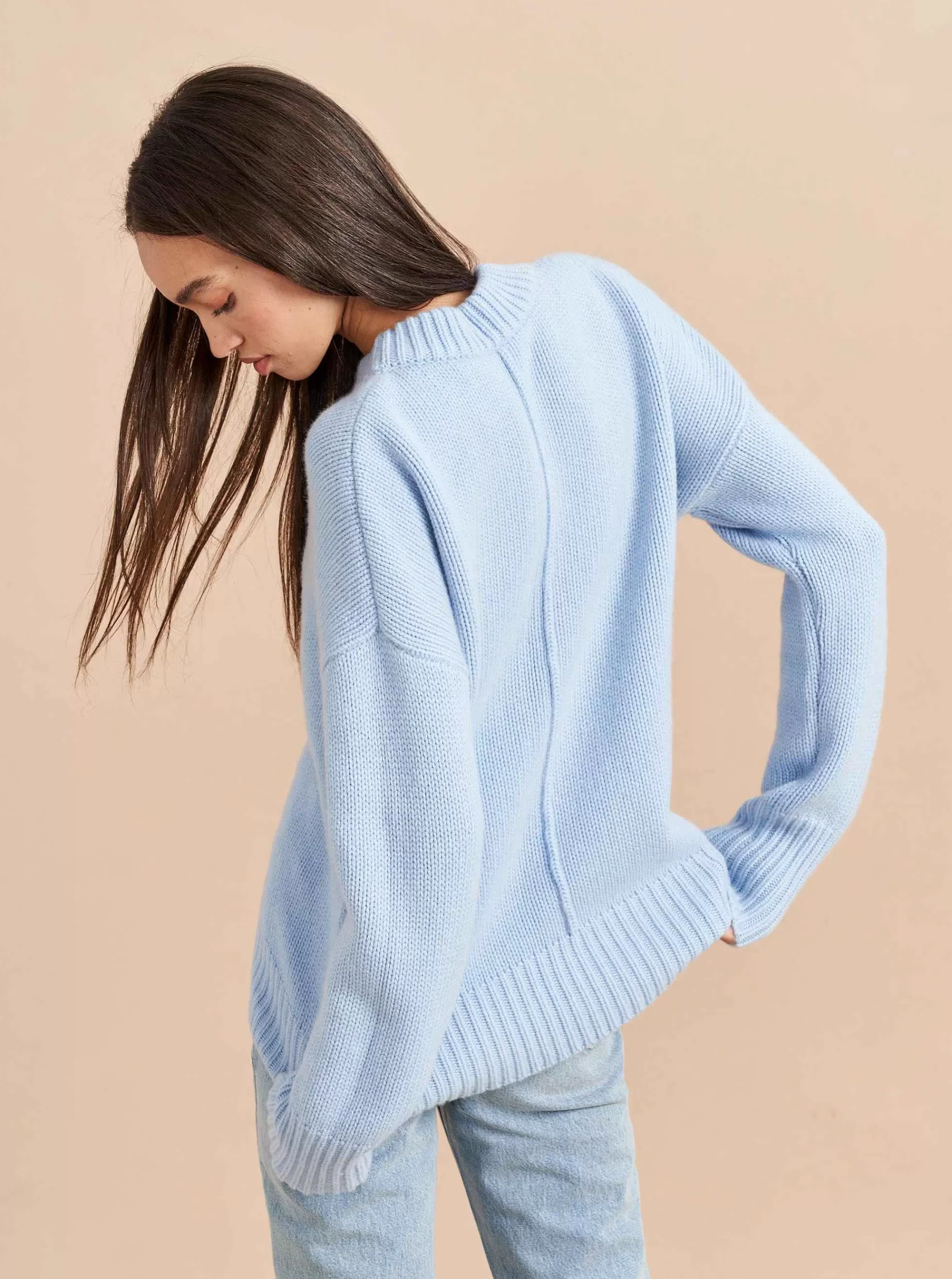 La Ligne Solid Marin Sweater Pale Blue Clearance