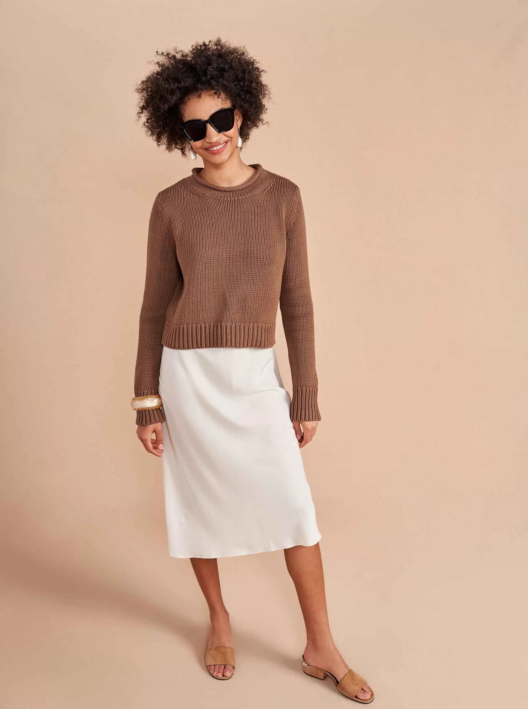 La Ligne Solid Mini Marina Sweater Tan Discount