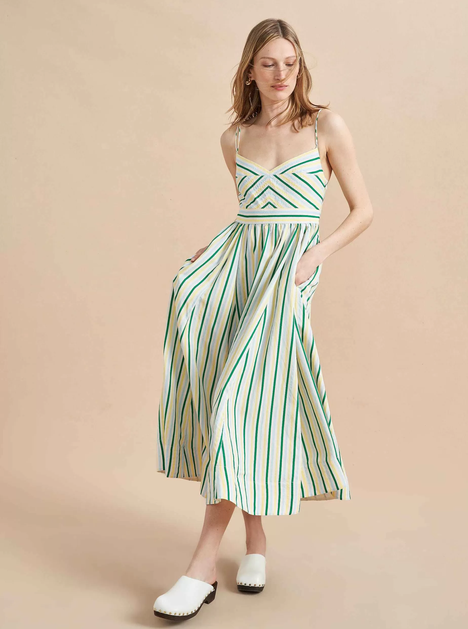 La Ligne Tracy Dress Green/Multi Flash Sale