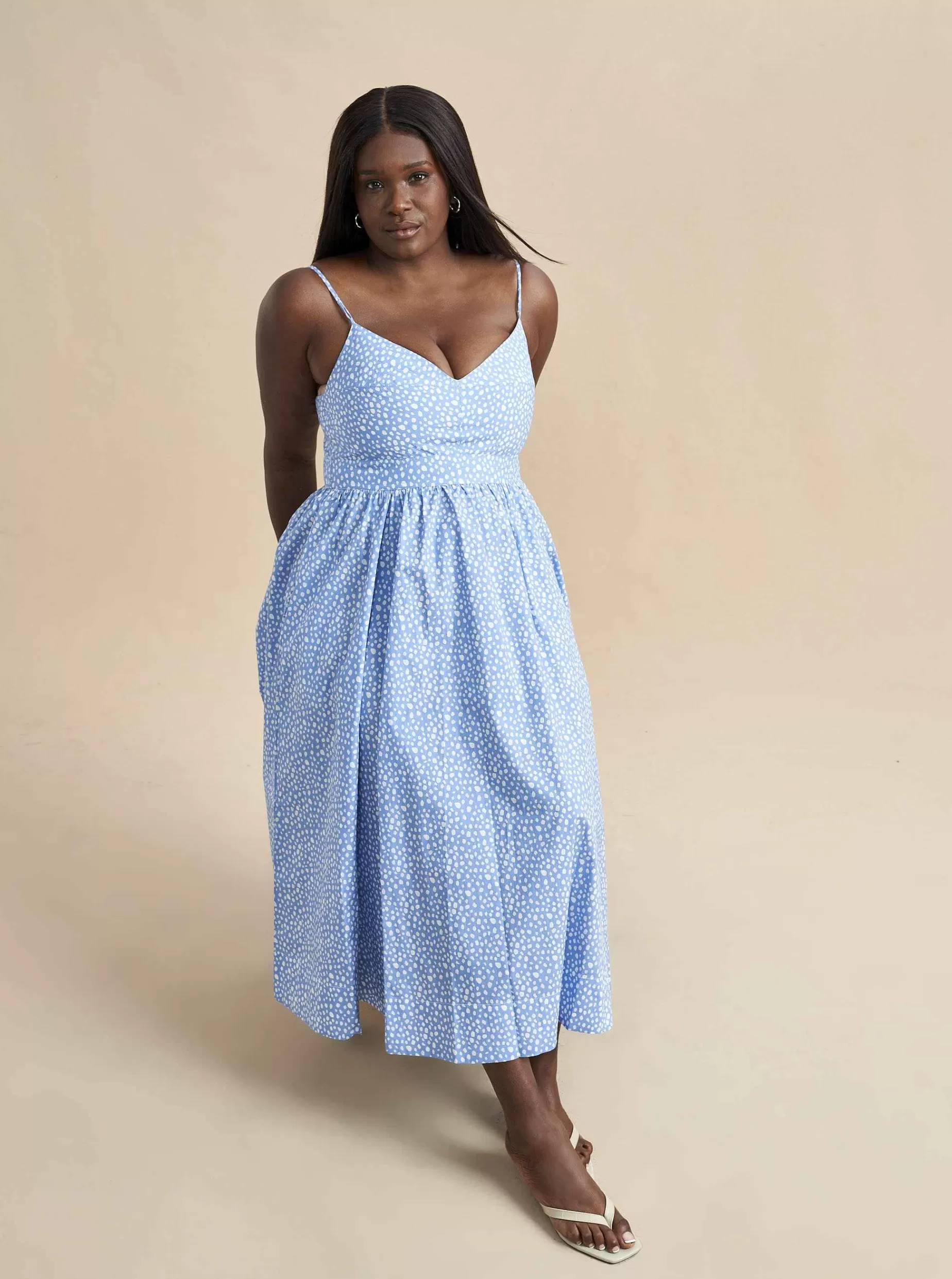 La Ligne Tracy Dress Cornflower Dot Best Sale