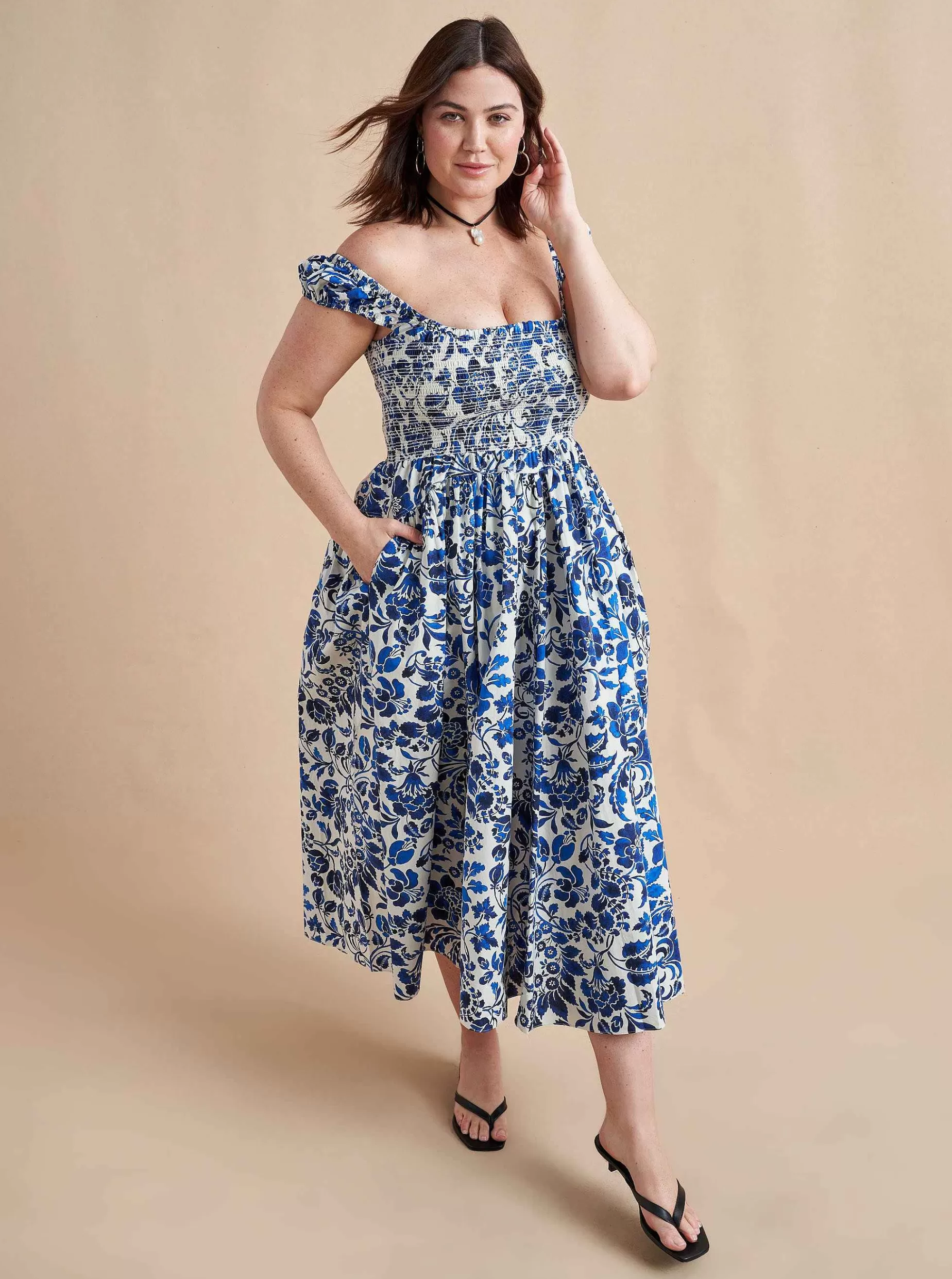 La Ligne Vivian Dress Cobalt/Floral Fashion