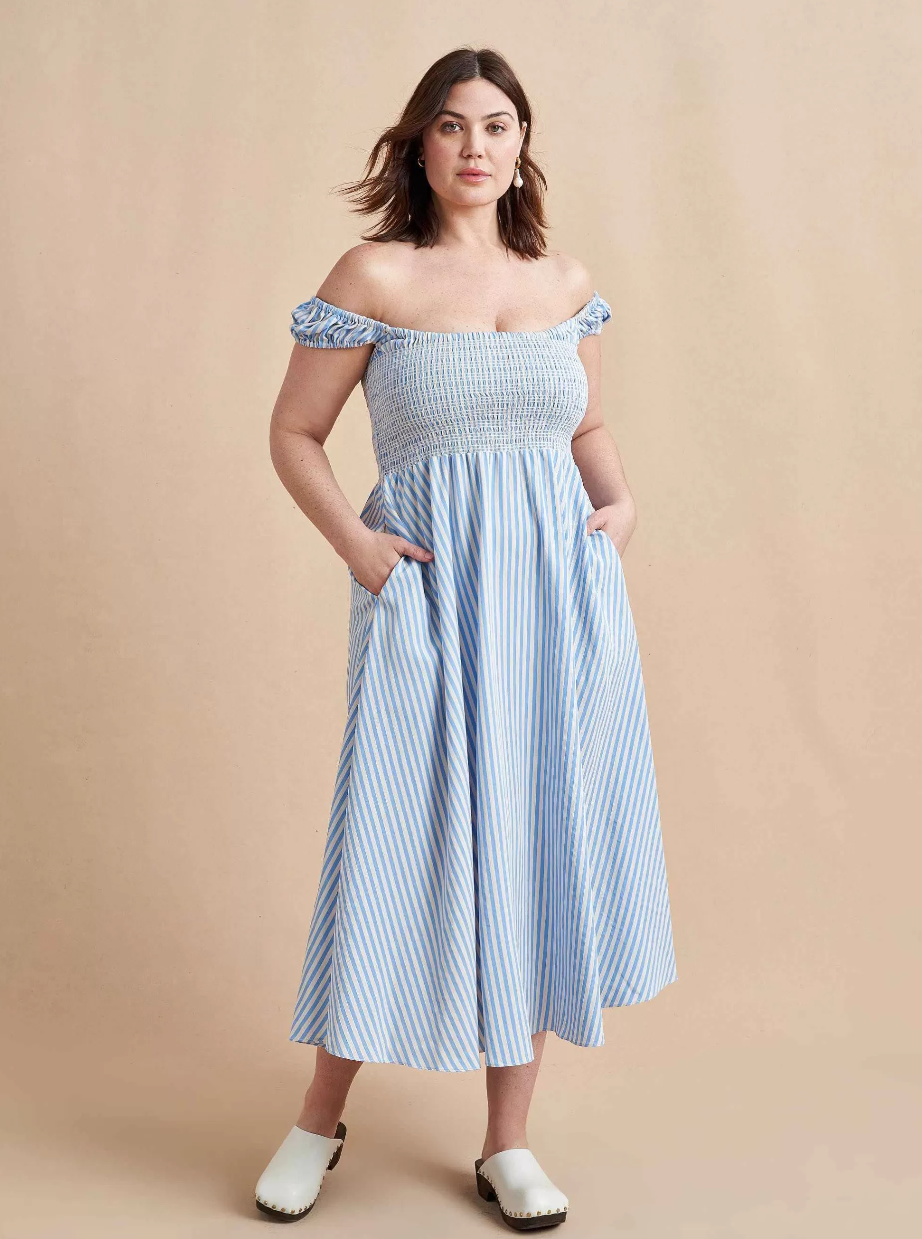 La Ligne Vivian Dress Cornflower/Stripe Discount